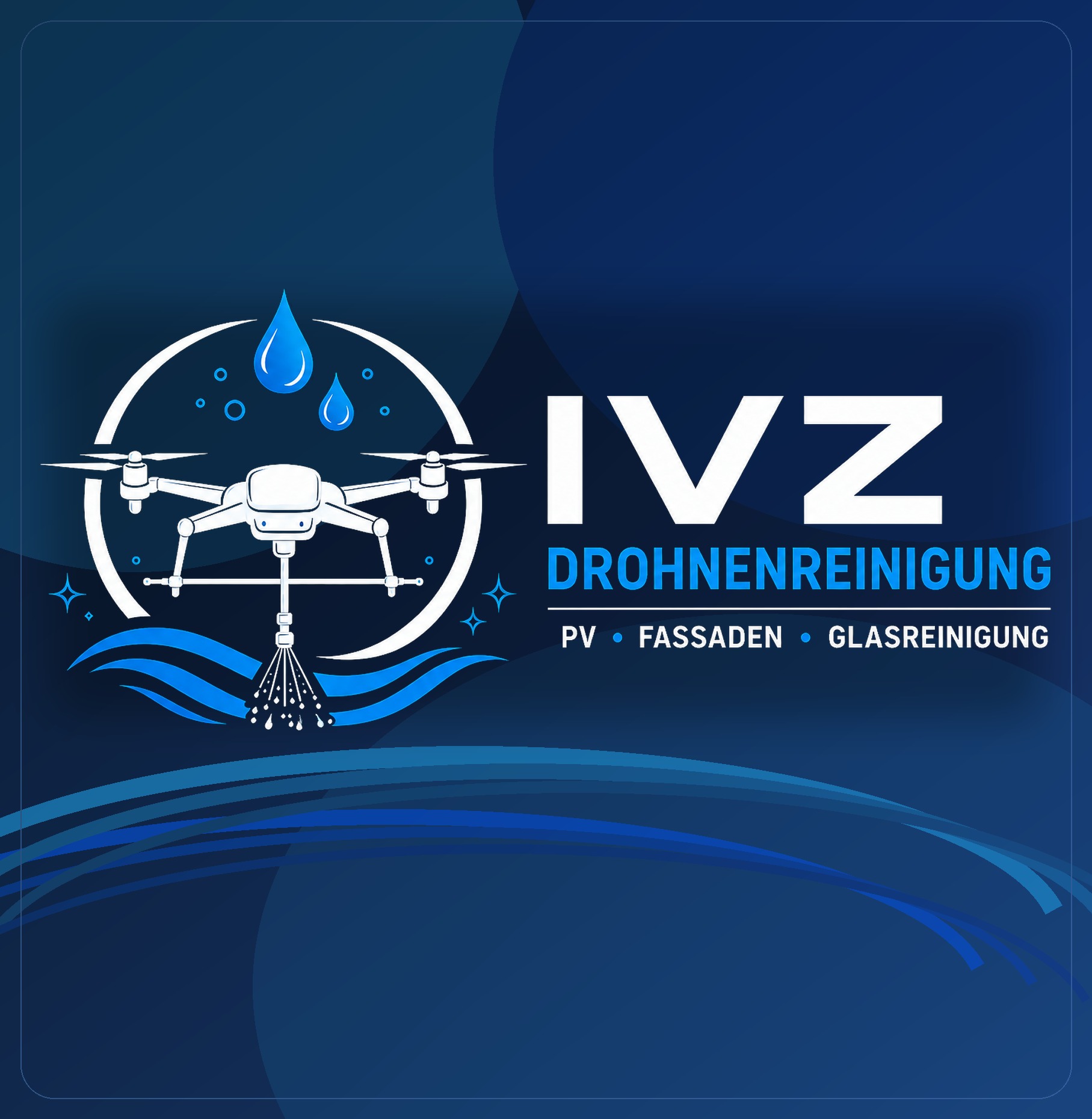 Scharfes IVZ Drohnenreinigung Logo im Flyer-Stil